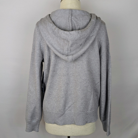 Life Is Good Sweater Hooded Knit Embroidered Gingerbread Man Grey M NWT - Picture 7 of 12